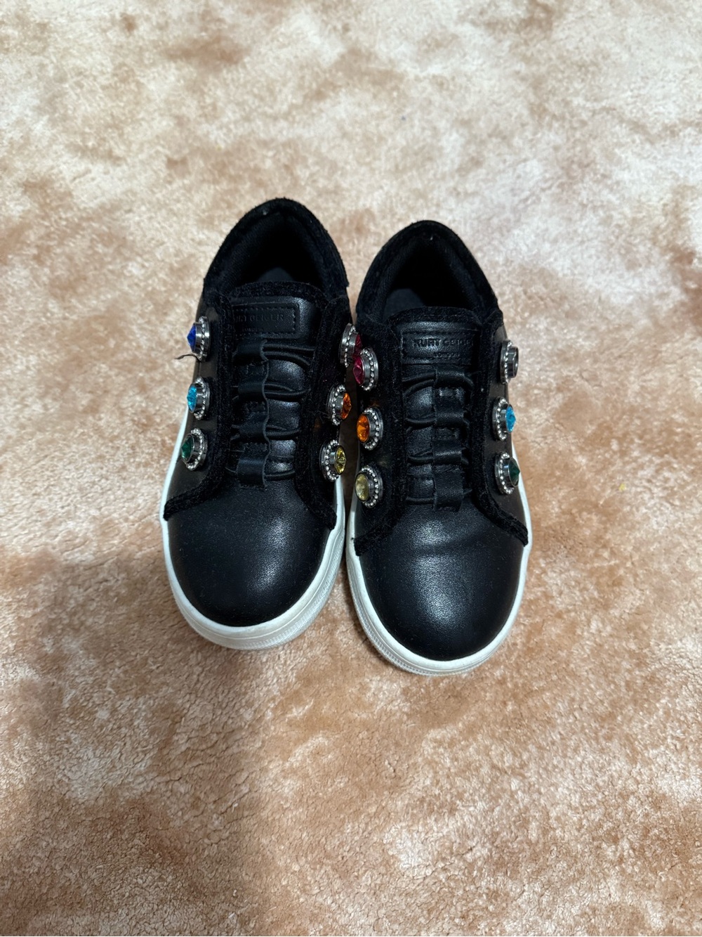 Kurt Geiger Kids Black Sneakers with Multicolor Gem Accents